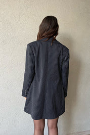 Lacivert Tasarım Uzun Çizgili Blazer Ceket SY-0950-Lacivert