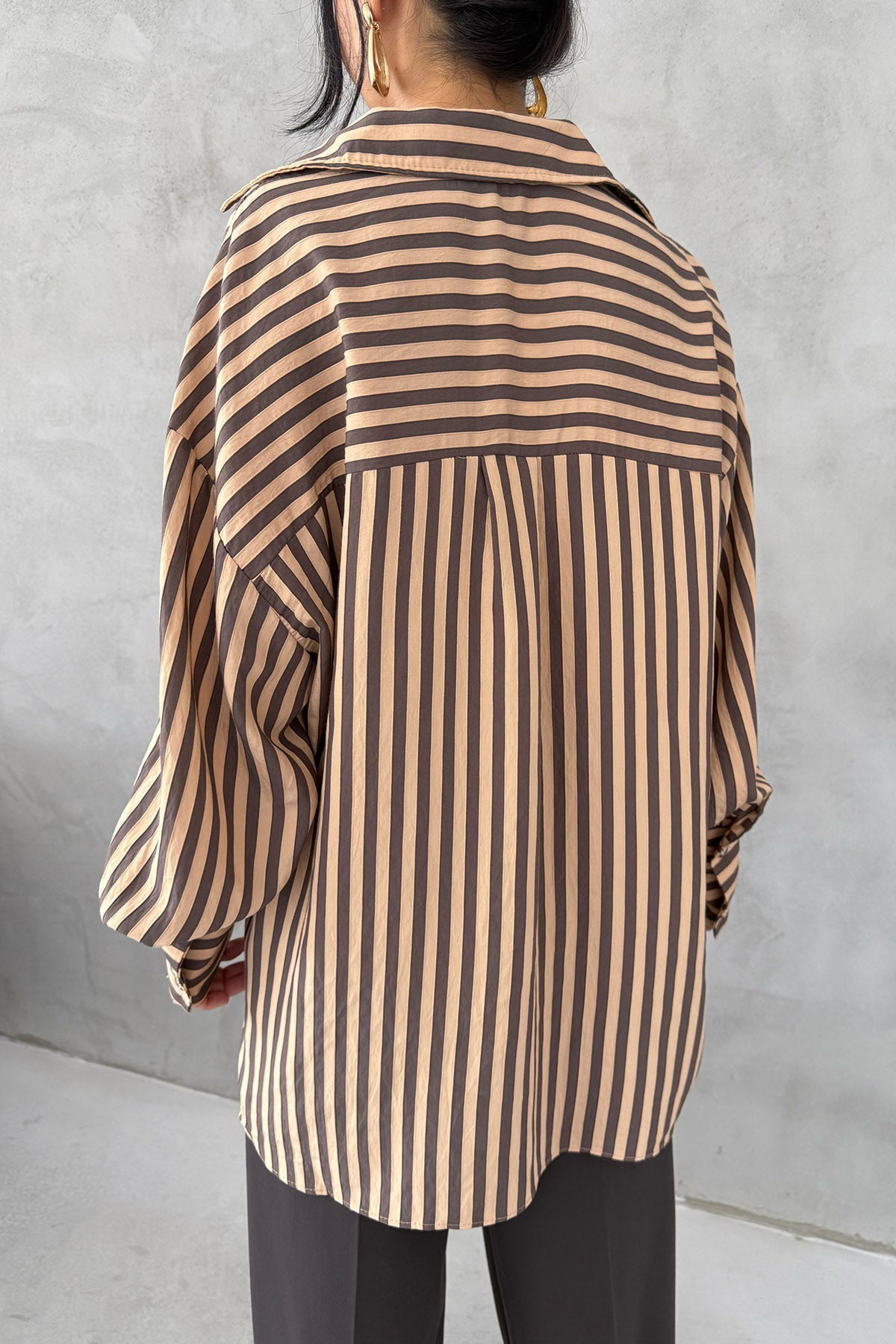 Kahve Çizgili Premium Gömlek SY-3356-Kahve