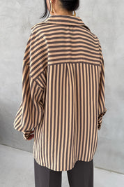 Kahve Çizgili Premium Gömlek SY-3356-Kahve