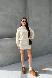 Krem Triko Kazak Etek Takım SY-2525-Krem