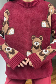 Bordo Ayıcıklı Kazak SY-2882-Bordo