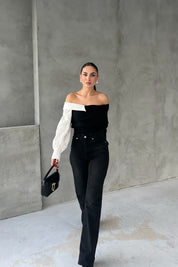 Siyah Tasarım Triko Kazak SY-2678-Siyah