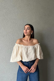 Bej Balon Kol Bluz SY-1792-Bej