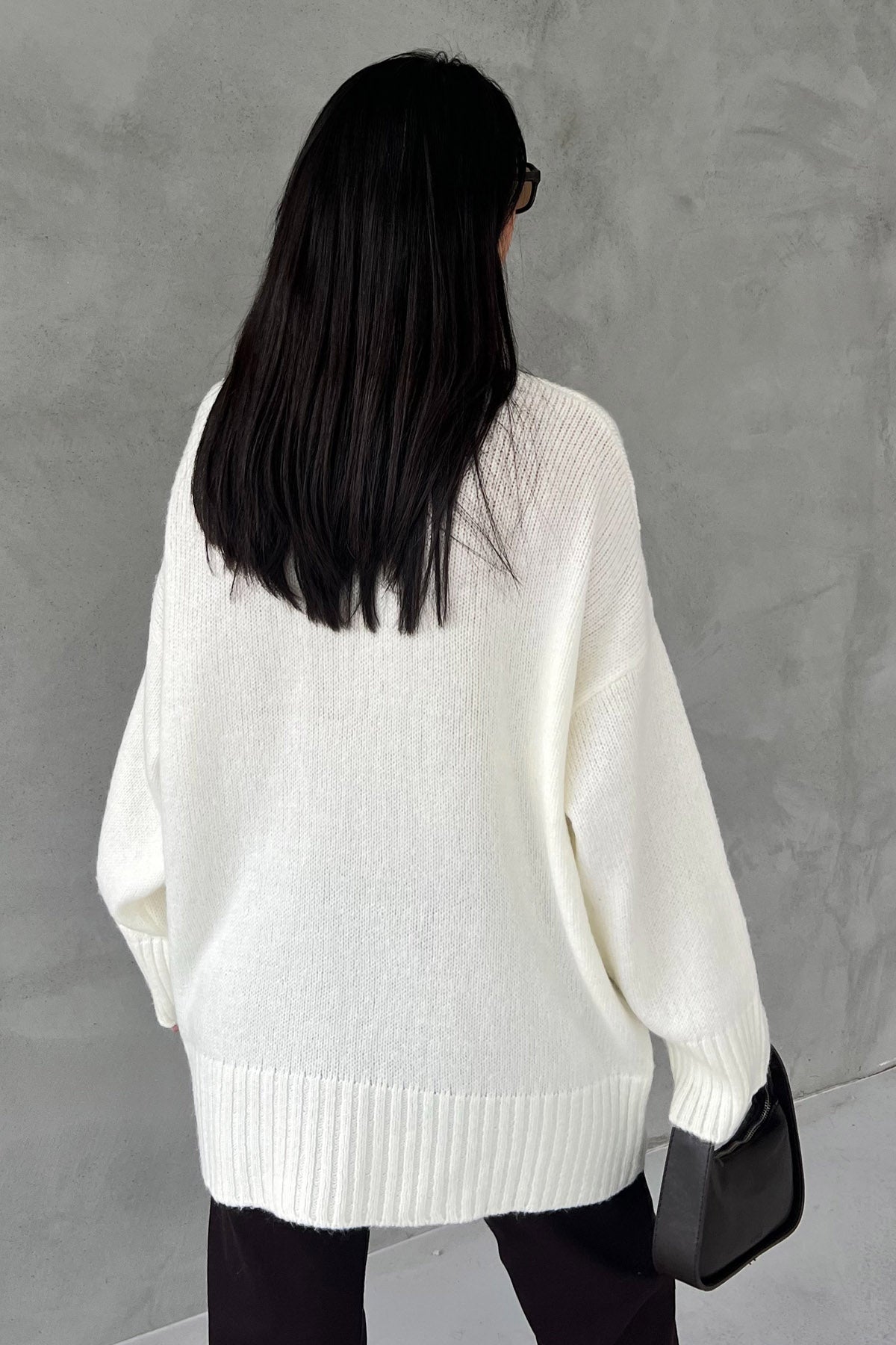 Ekru Teddy Bear Nakışlı Triko Kazak SY-2831-Ekru