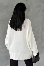 Ekru Teddy Bear Nakışlı Triko Kazak SY-2831-Ekru