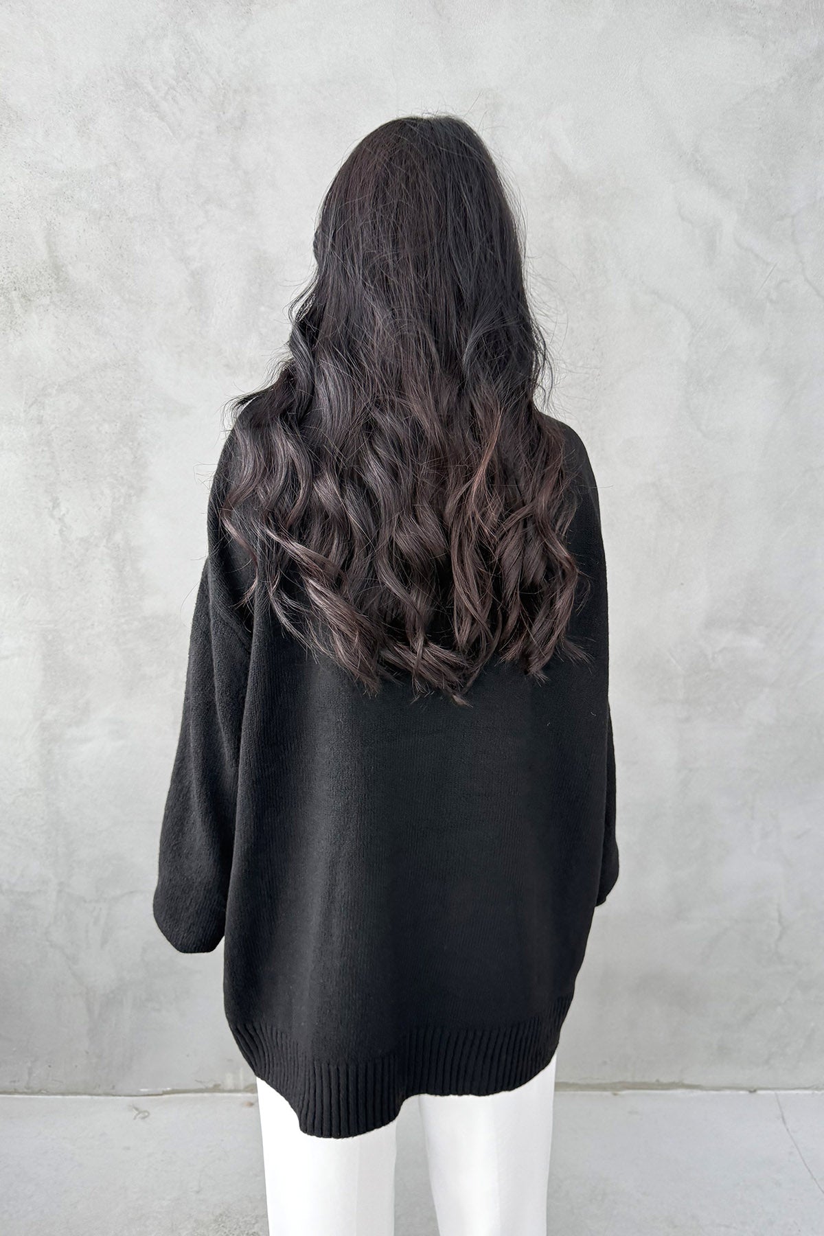 Siyah Bisiklet Yaka Lastikli Pinterest Triko Kazak SY-3368-Siyah