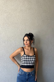 Siyah Beyaz Dama Desenli Crop SY-1632-Siyah