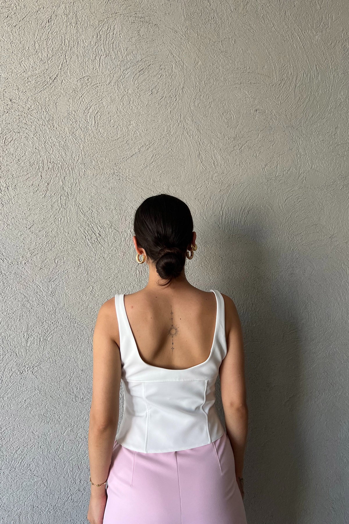 Beyaz Fiyonk Detaylı Askılı Bluz SY-2115-Beyaz