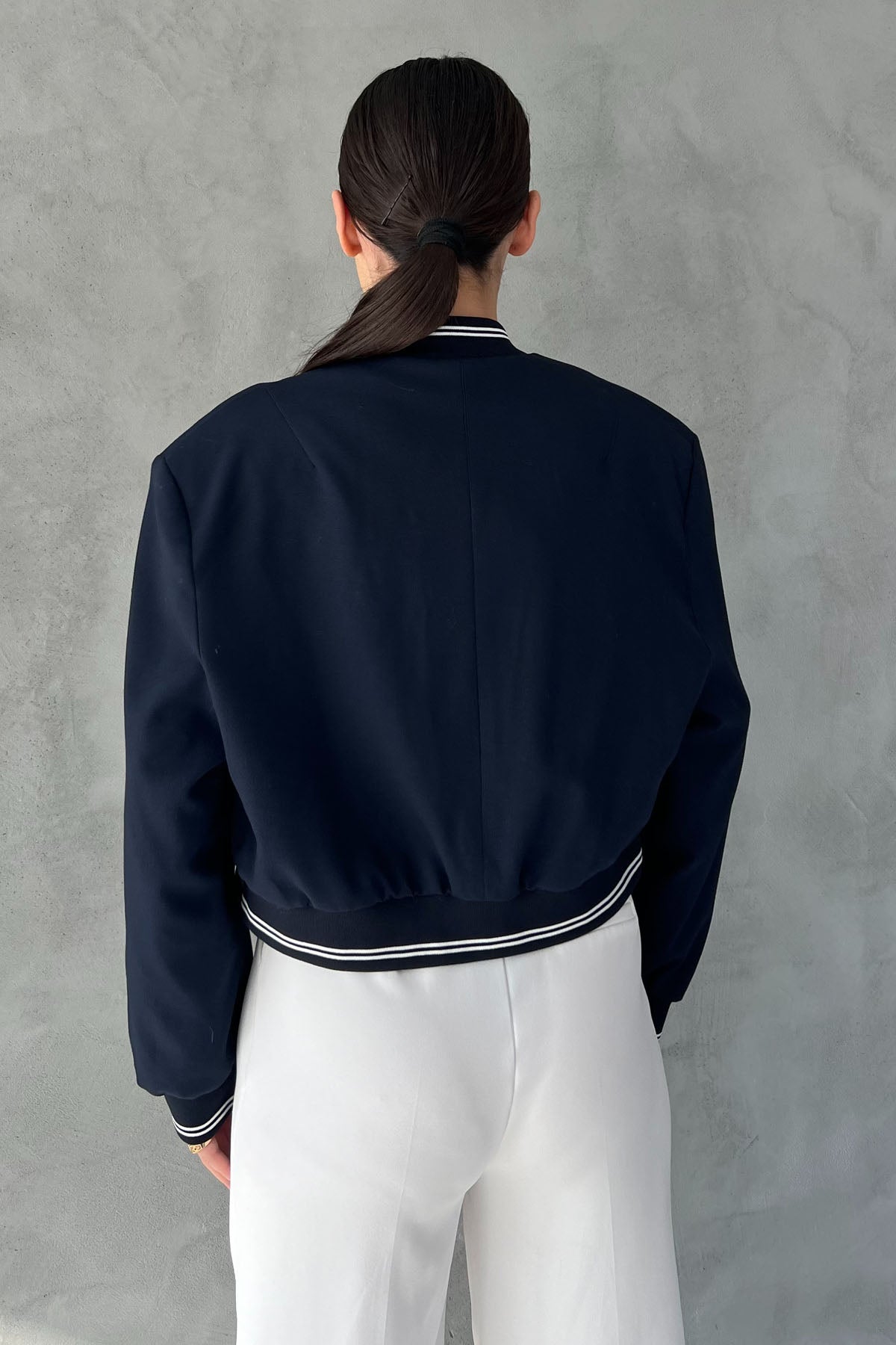 Lacivert Ribana Detaylı Bomber Ceket SY-2379-Lacivert