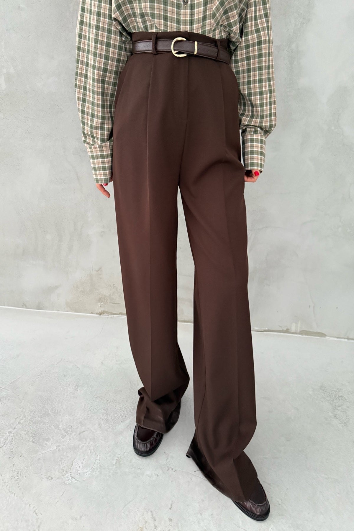 Kahve Premium Palazzo Pantolon SY-3454-Kahve