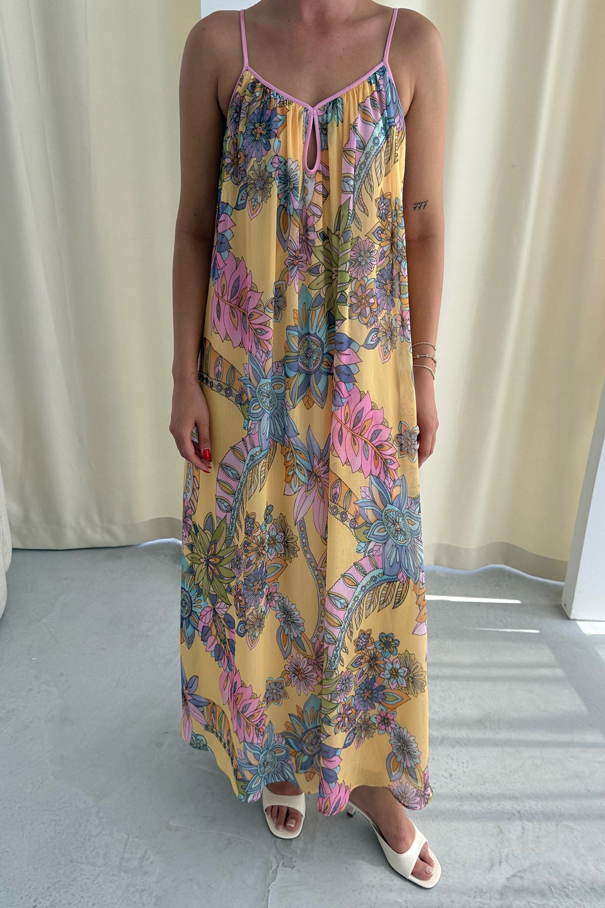 İp Askılı ZR Tasarım Çiçekli Elbise SY-3275-Çiçekli