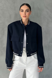 Lacivert Ribana Detaylı Bomber Ceket SY-2379-Lacivert