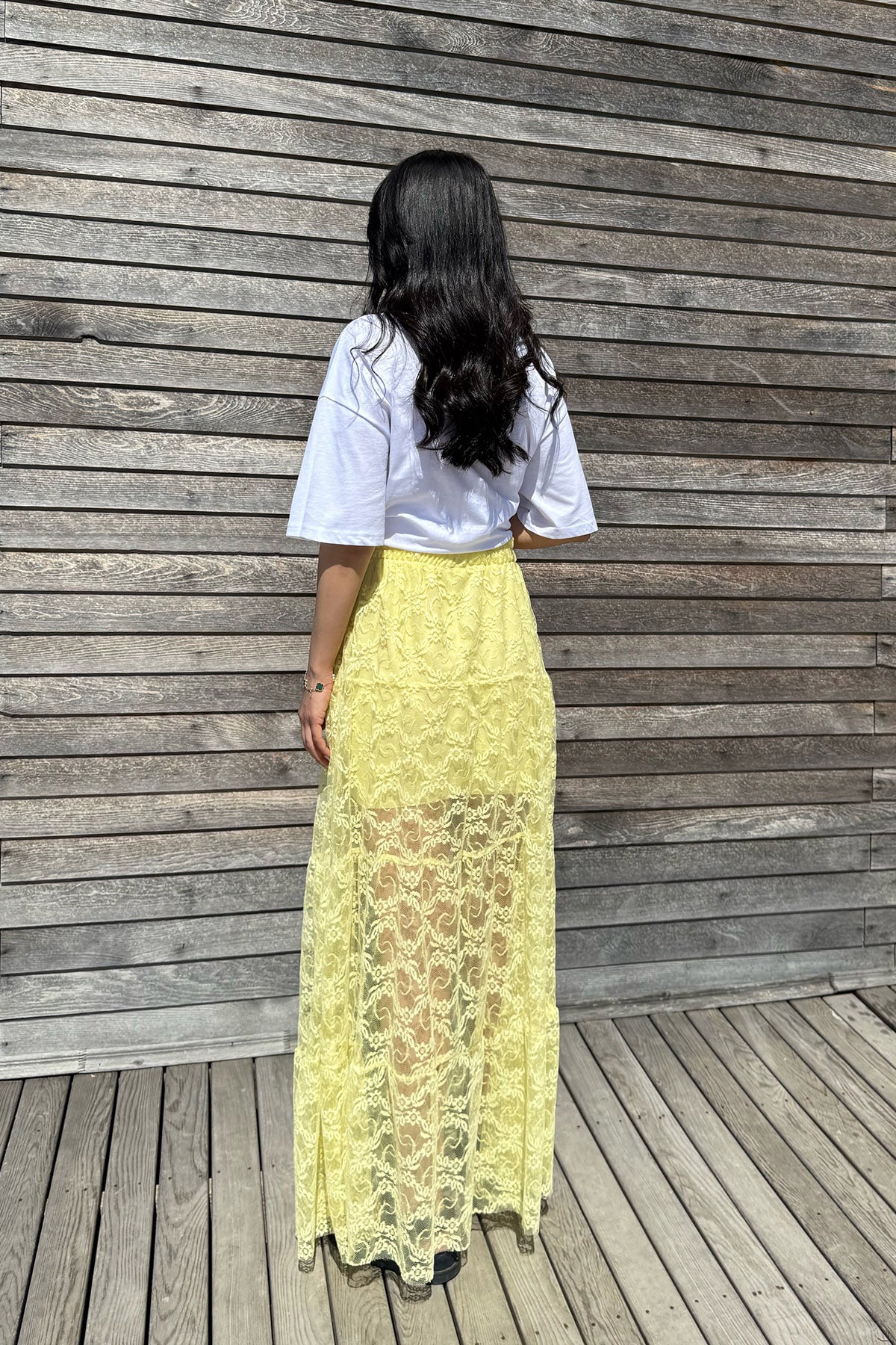 Sarı Astarlı Dantel Etek SY-3169-Sarı