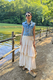 Krem Kat Kat Tasarım Jüraj Etek SY-3234-Krem