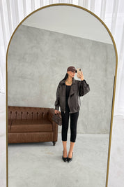 Dik Yaka Bamber Deri Ceket SY-3397-Acı Kahve