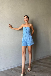 Mavi Saten Büstiyer SY-2870-Mavi