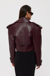 Bordo Tasarım Kısa Deri Ceket SY-2408-Bordo