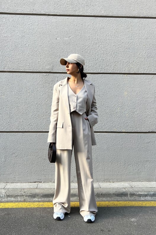 Bej Premium Palazzo Pantolon SY-2879-Bej