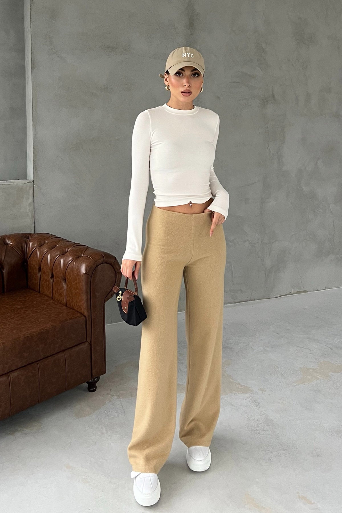 Vizon Örgü Salaş Pantolon SY-2871-Vizon