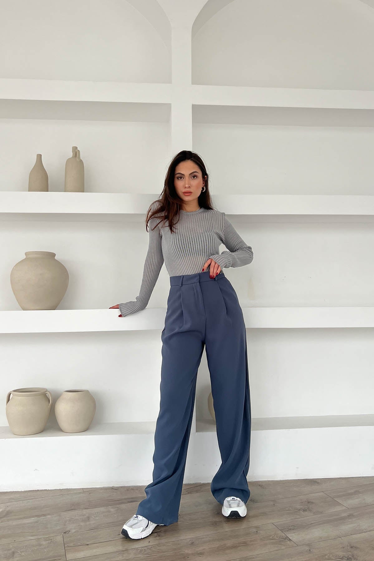 Petrol Yeşili Premium Palazzo Pantolon SY-1696-Petrol Yeşili