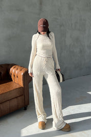 Taş Rengi Dokulu Bahar Basic Rahat Takım SY-2953-Taş