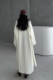 Salaş Uzun Ekru Triko Hırka SY-3420-Ekru