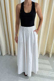 Halter Yaka Üstü Likralı Poplin Beyaz Elbise SY-3020-Beyaz