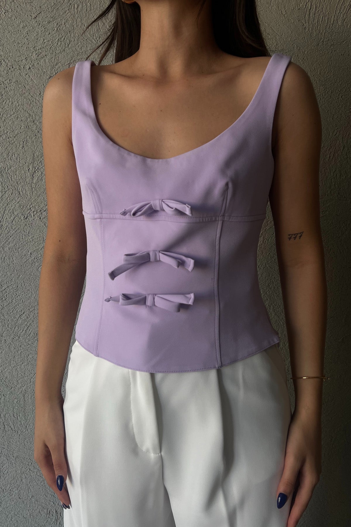 Lila Fiyonk Detaylı Askılı Bluz SY-2115-Lila