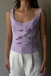 Lila Fiyonk Detaylı Askılı Bluz SY-2115-Lila