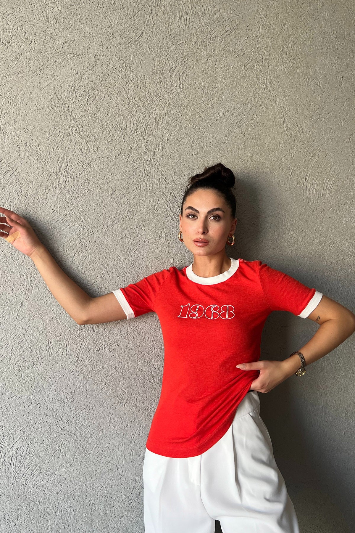 Turuncu 1968 Detaylı Marka Model Basic T-shırt SY-2069-Turuncu