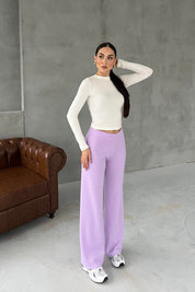 Lila Örgü Salaş Pantolon SY-2871-Lila