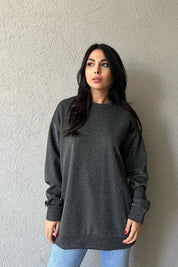 Siyah Simli Bisiklet Yaka Sweat SY-1211-Siyah