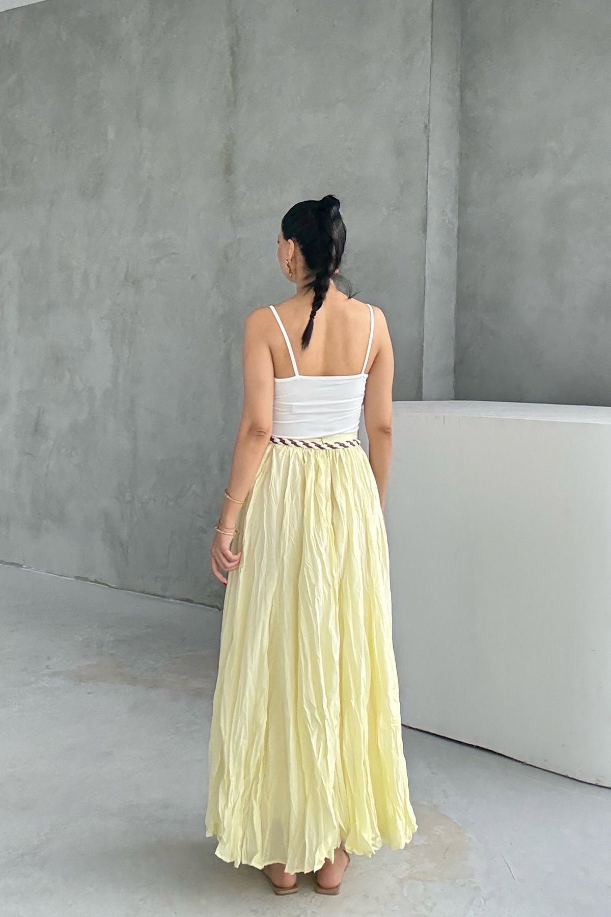 Örgü Kemerli Sarı Kraşlı Etek SY-3244-Sarı