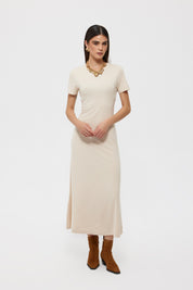 Bej Basıc Uzun Elbise SY-2392-Bej
