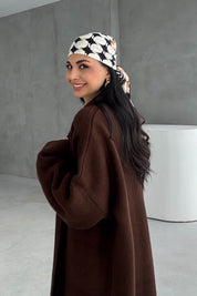 Salaş Uzun Kahverengi Triko Hırka SY-3420-Kahve