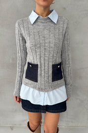 Gri Süveterli Gömlek SY-3404-Gri