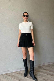 Siyah Universal Pileli Etek SY-2856-Siyah