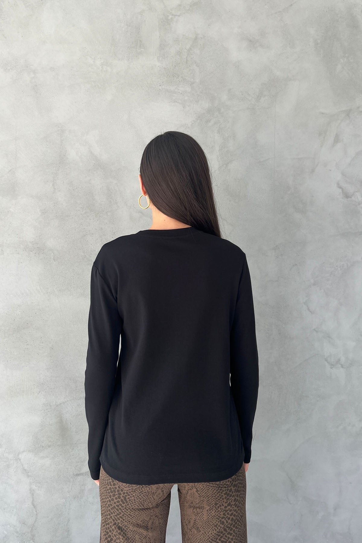 Siyah Uzun Kollu Basic T-shirt SY-1566-Siyah