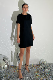 Siyah Taş Baskılı Kısa Kollu Elbise SY-2812-Siyah