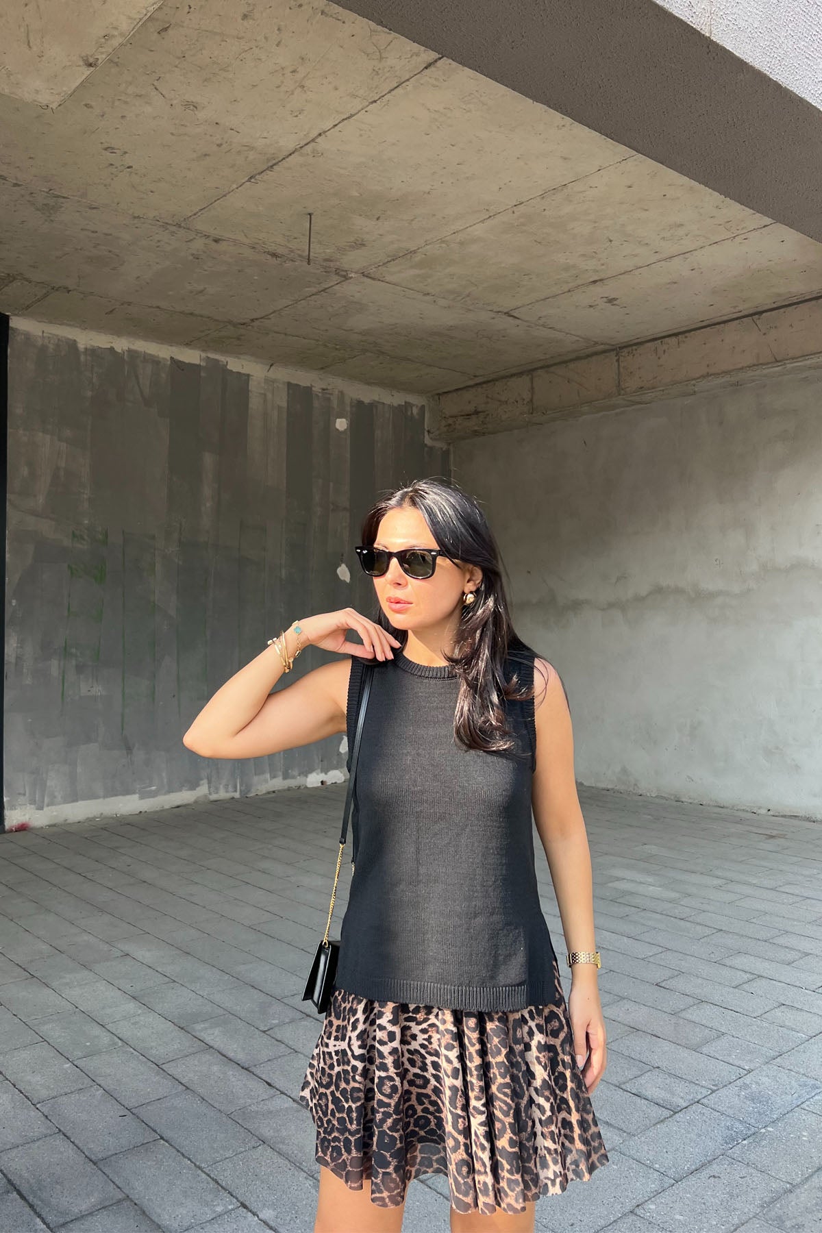 Siyah Yırtmaçlı Triko Bluz SY-2459-Siyah