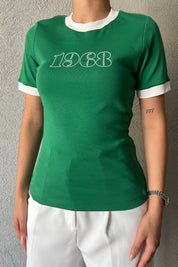 Yeşil 1968 Detaylı Marka Model Basic T-shırt SY-2069-Yeşil
