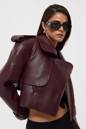 Bordo Tasarım Kısa Deri Ceket SY-2408-Bordo