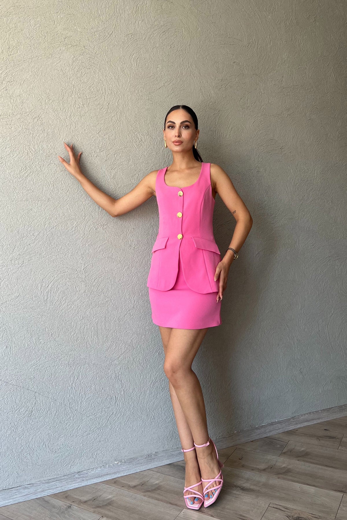 Pembe Klasik Mini Etek SY-1838-Pembe