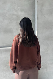 Kahverengi Oversize Dikiş Detay Sweatshirt SY-2628-Kahverengi