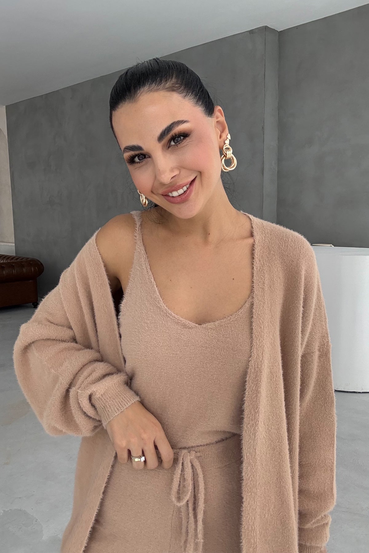 Yumuşak Dokulu Bej Üçlü Takım SY-3380-Bej