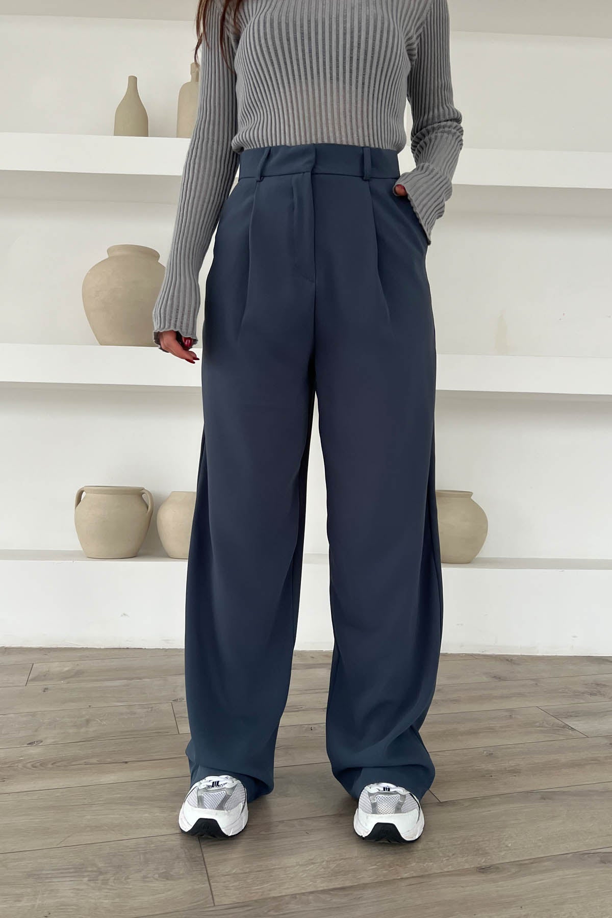 Petrol Yeşili Premium Palazzo Pantolon SY-1696-Petrol Yeşili