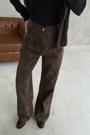 Gabardin Leopar Bol Paça Pantolon SY-3395-Leopar