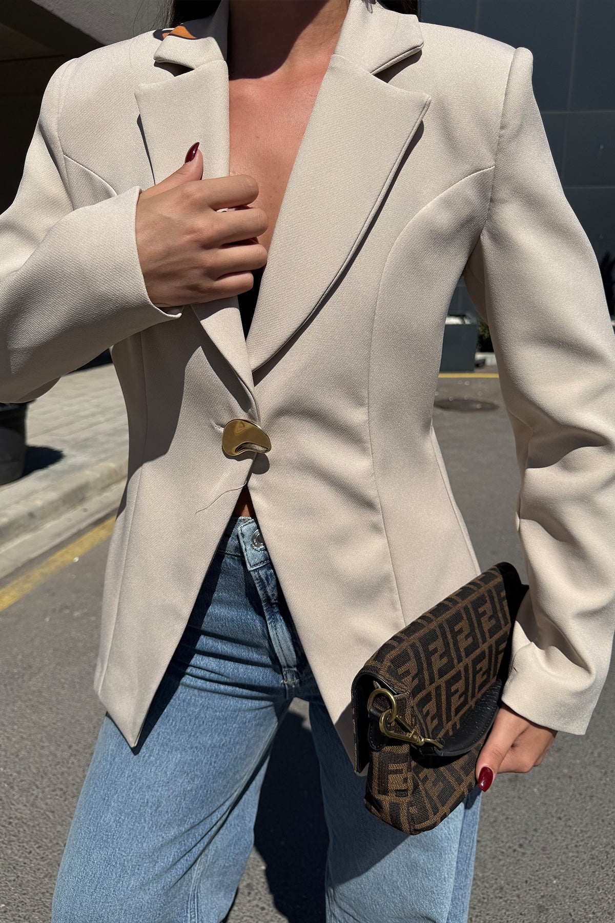 Taş Dior Kuplu Gold Düğmeli Ceket SY-3329-Taş