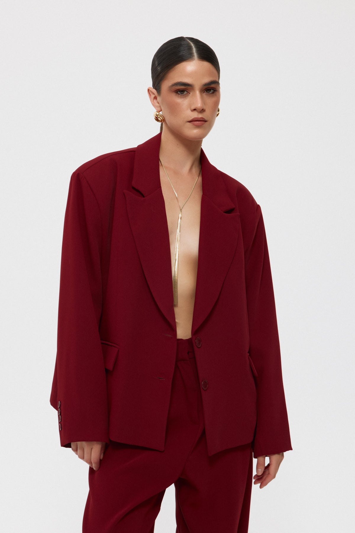 Vişne Çürüğü Premium Oversize Ceket SY-2427-Vişne Çürüğü