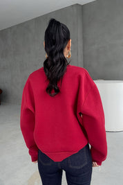 Bordo Yazı Baskılı Sweatshırt SY-2414-Bordo